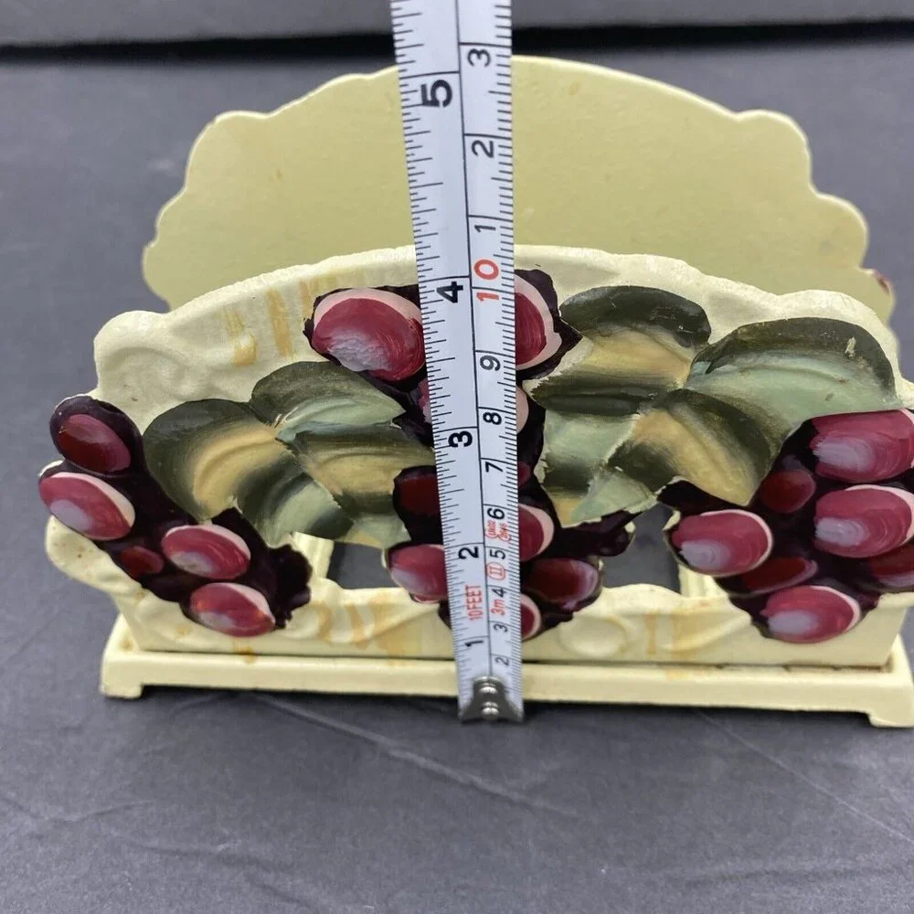 Vintage Cast Iron Napkin Holder Grapevine Grapes‎ Wine Y2K Table Decor Farmhouse